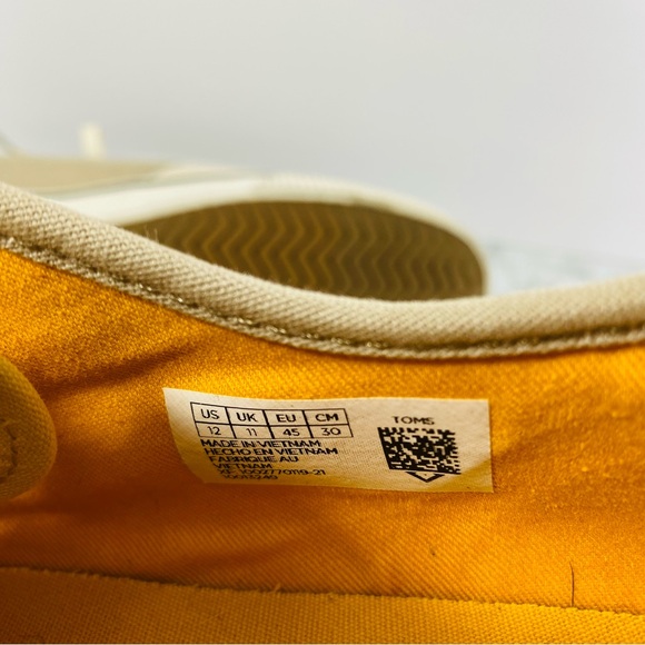 Toms Sneakers Oxford Mens 12 Canvas Ivory Beige Nautical Lace Up Comfort Carlo - Picture 7 of 10